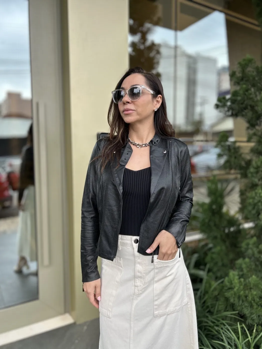 Jaqueta Couro Perfuro Preta
