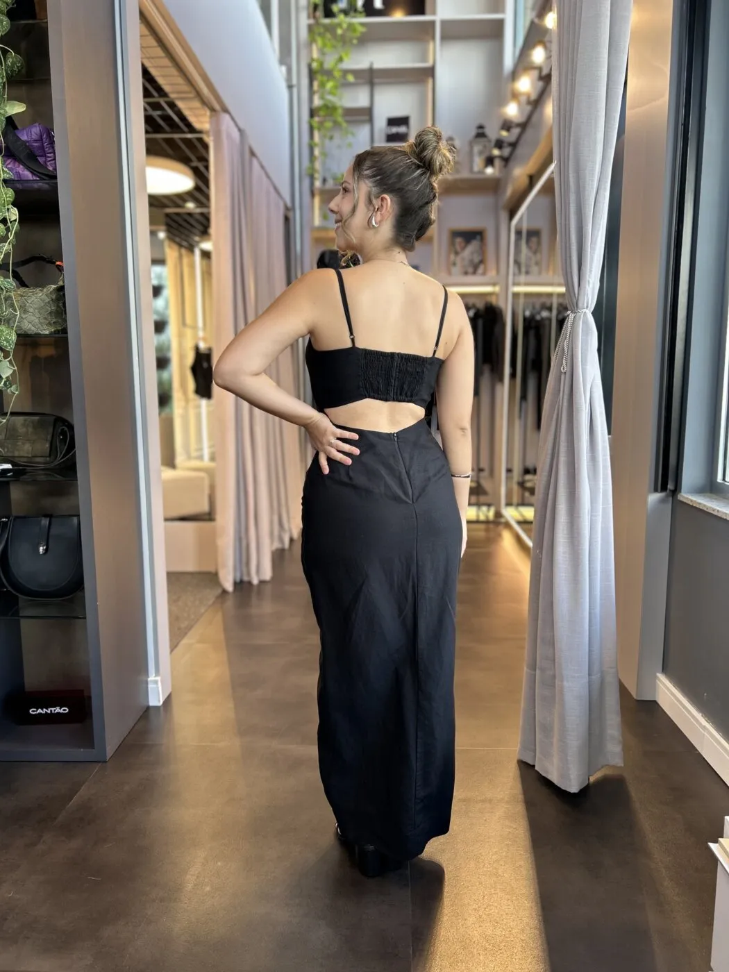 Vestido Linho Preto - Imagem 3