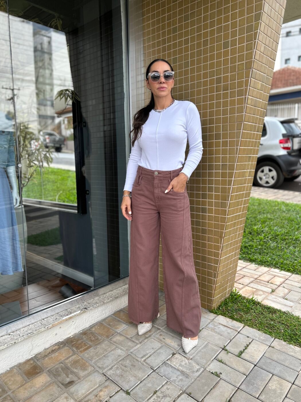 Calca Sarja Basic Comfort Marrom