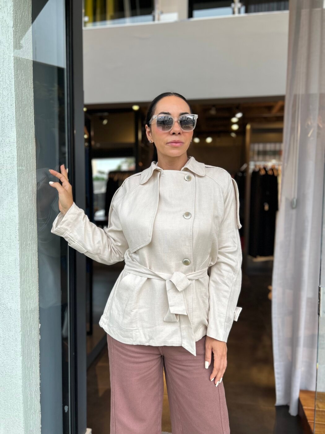 Casaco Trench Coat Linho