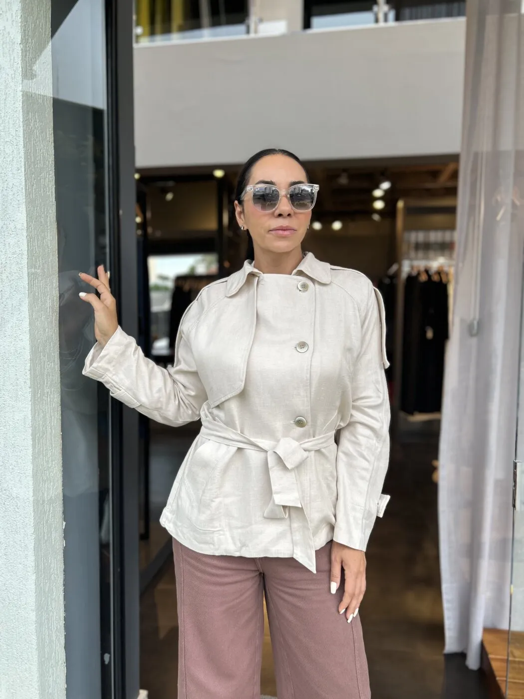 Casaco Trench Coat Linho
