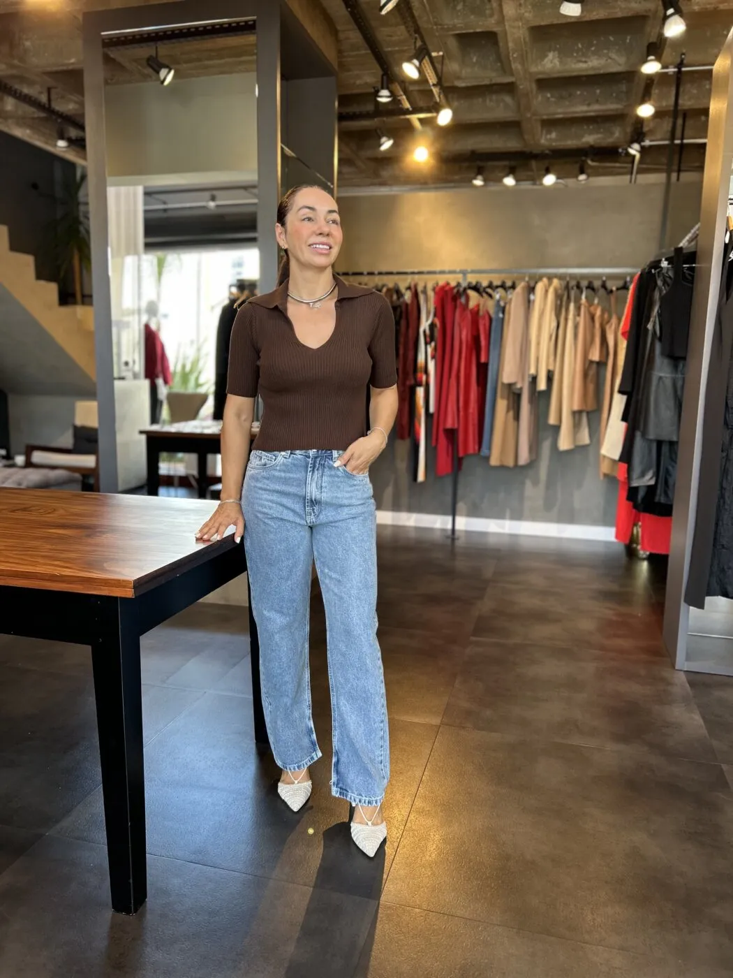 Calca Jeans Reta Rock Pespontos
