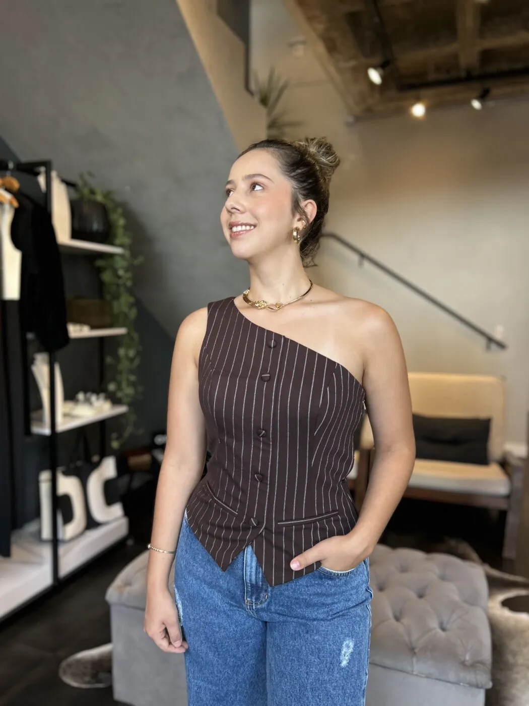 Colete Eliana  Marrom Medio