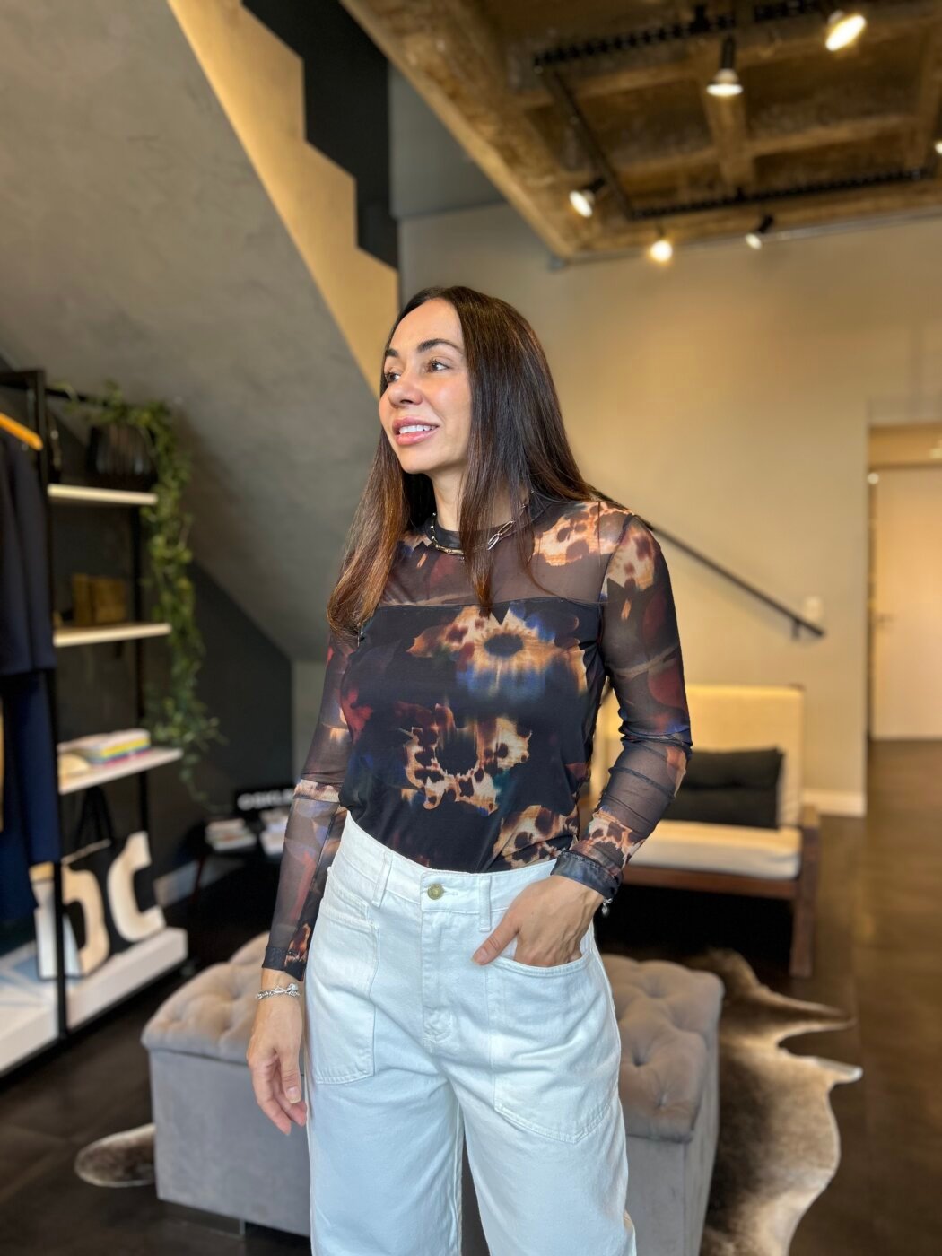 Blusa Tule Estampa Floral