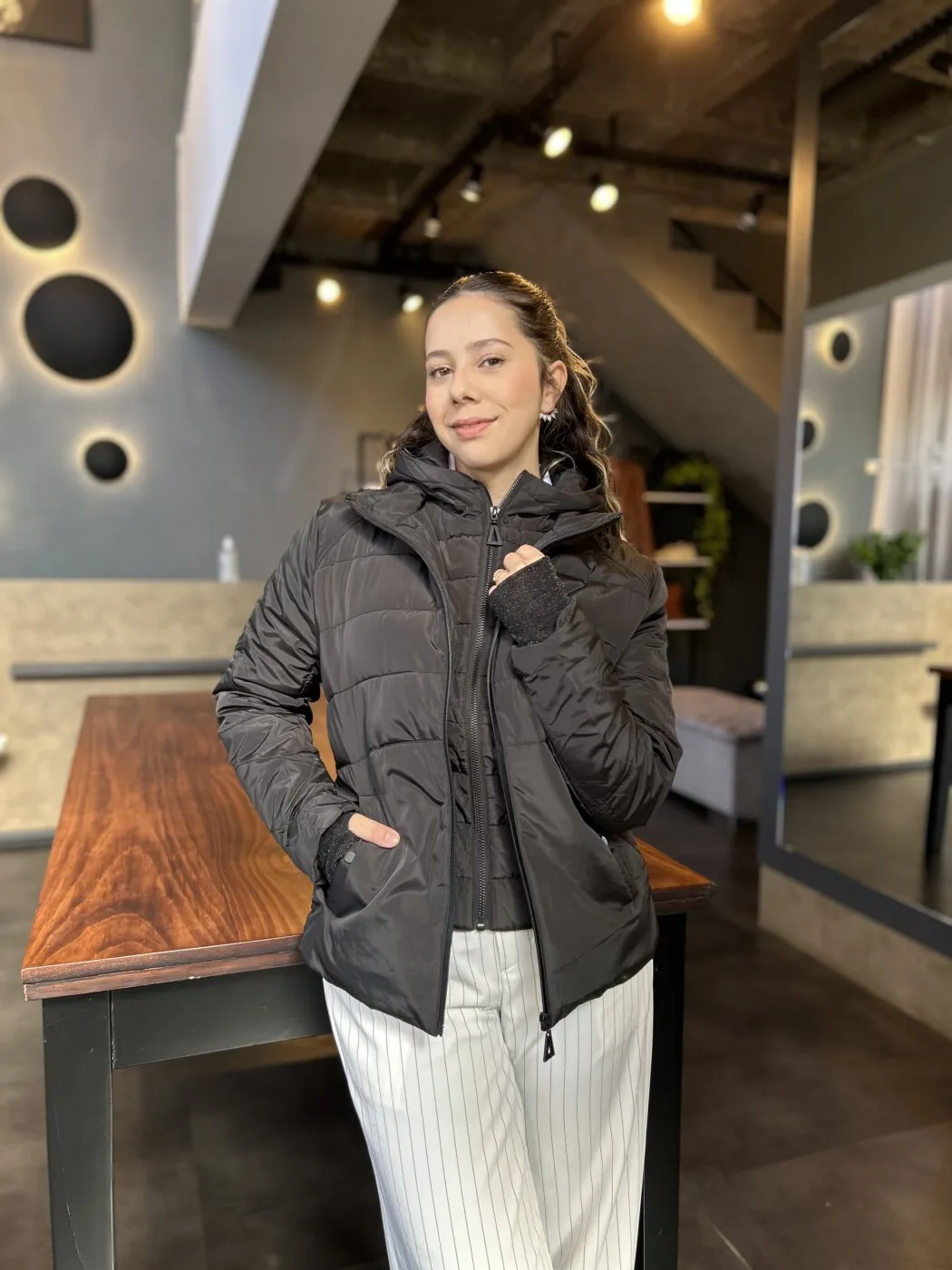 Casaco De Nylon E Malha Puffer
