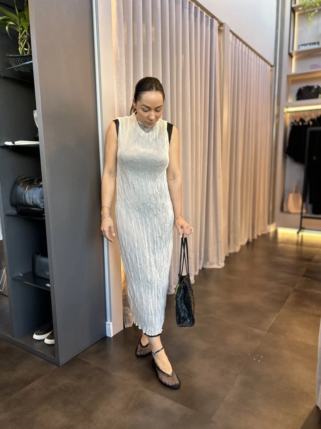 Vestido Sleeveless Plisse Duo