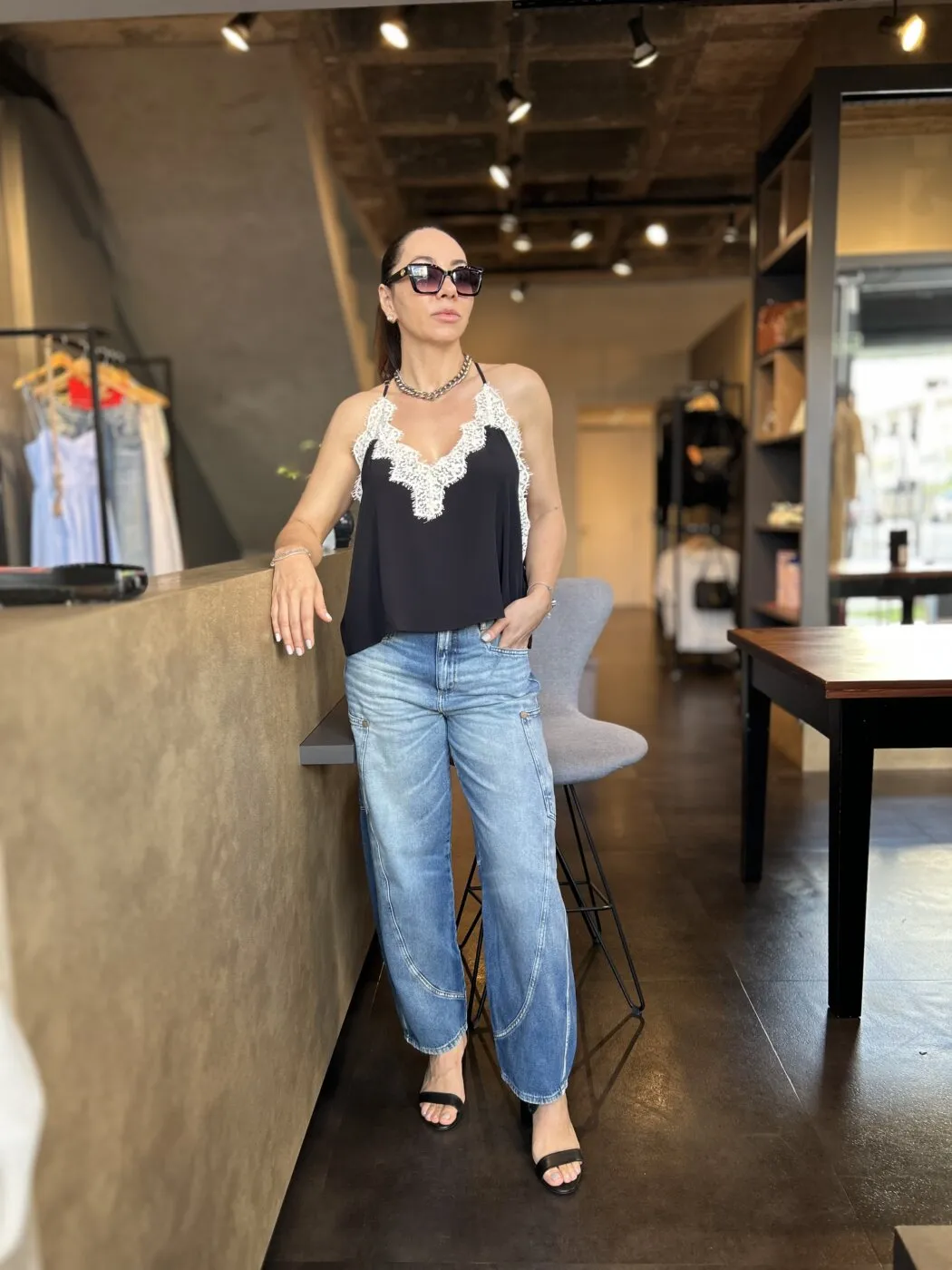 Blusa Open Preto Renda
