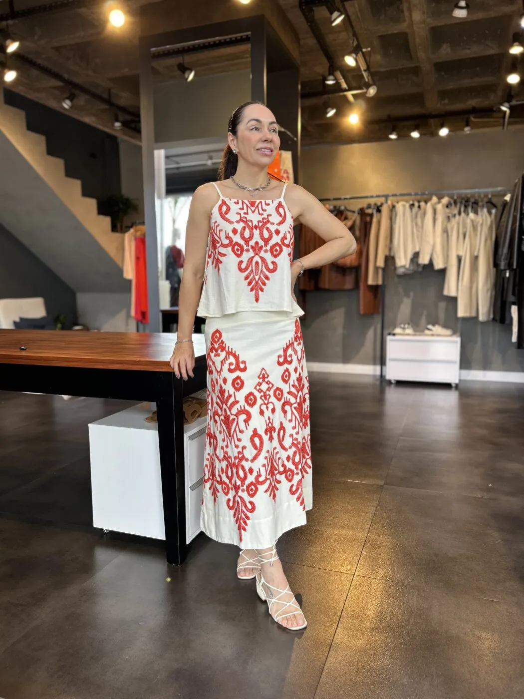 Blusa Linho Bordado Folk