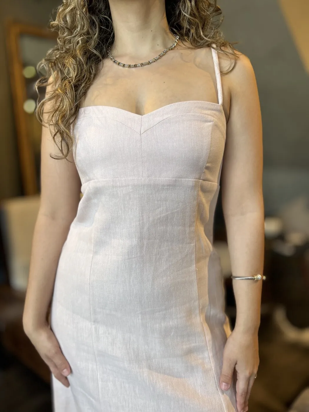 Vestido Rosa Amplo Linho Mar - Imagem 3