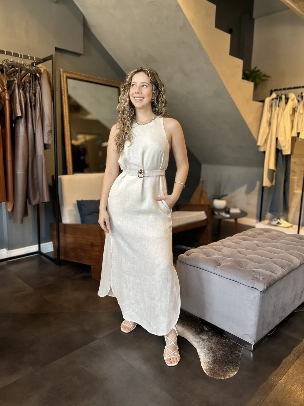 Vestido Regata Pilar Bege Claro - Imagem 5