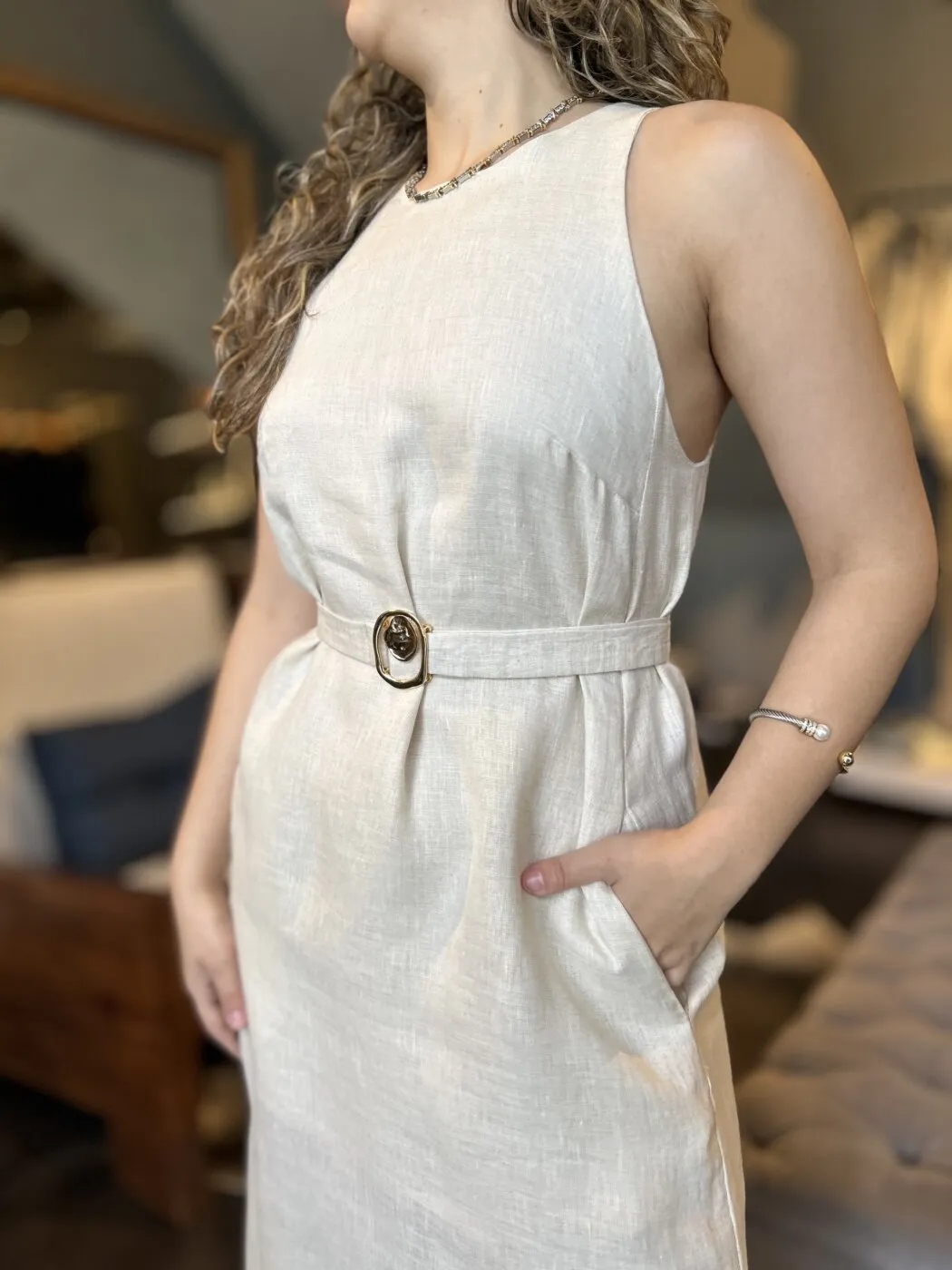 Vestido Regata Pilar Bege Claro - Imagem 3