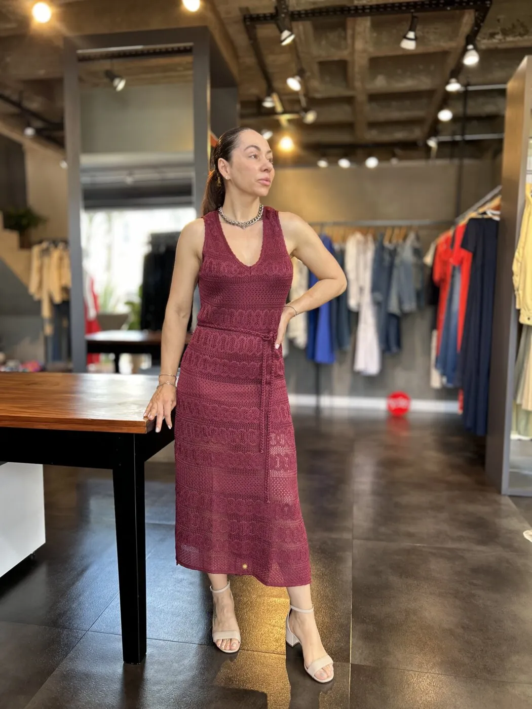 Vestido Tula Vinho em Tricot